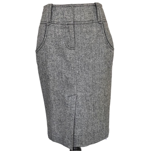 Bebe Wool Silk Blend Grey Split Hem Skirt Women’s Size 4 - Picture 1 of 7